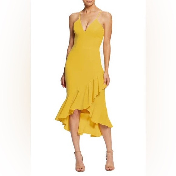 Dress the Population Wendy Midi Dress in Canary Size Small - Picture 1 of 9